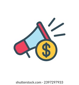 Paid Promote icon with megaphone and dollar