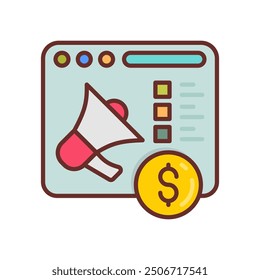 Paid Promotion Filled Icons , Vector illustration