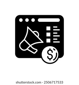 Paid Promotion Glyph Icon, Vector illustration