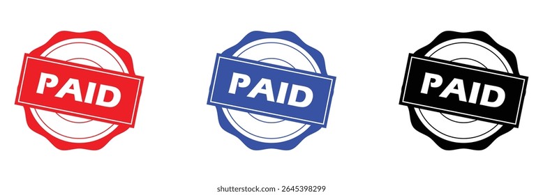 Vetor de design gráfico de carimbo vermelho pago, ilustração de negócios de estêncil, ícone de taxa de dinheiro de pagamento, taxa de escritório de fatura bancária . Ilustração vetorial . PEs 10 . 