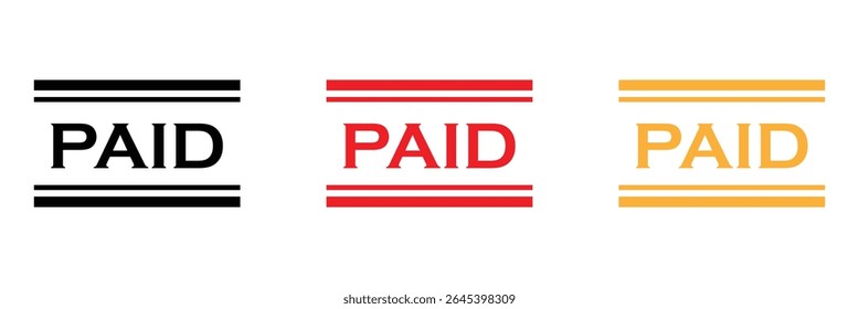 Vetor de design gráfico de carimbo vermelho pago, ilustração de negócios de estêncil, ícone de taxa de dinheiro de pagamento, taxa de escritório de fatura bancária . Ilustração vetorial . PEs 10 . 