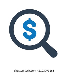 Paid Search Concept Icon, Search Dollar Money Icon.