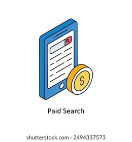 Paid Search Isometric style icon. Symbol on White background EPS 10 File