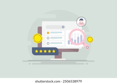 Paid search marketing, Business running pay per click campaign for search engine traffic, PPC analytics - vector illustration background with icons