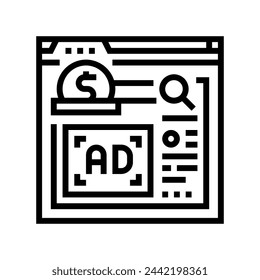 paid search seo line icon vector. paid search seo sign. isolated contour symbol black illustration