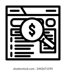 paid search seo line icon vector. paid search seo sign. isolated contour symbol black illustration