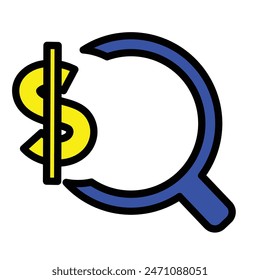 Paid Search Vector Line Filled Icon Design