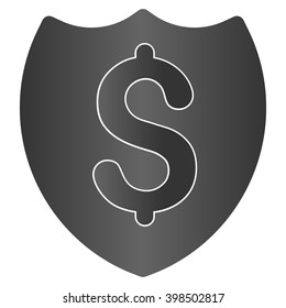 Paid Shield vector toolbar icon for software design. Style is a gradient icon symbol on a white background.