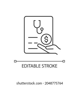 Paid sick days linear icon. Keep employees healthy. Decreasing employee absenteeism. Thin line customizable illustration. Contour symbol. Vector isolated outline drawing. Editable stroke