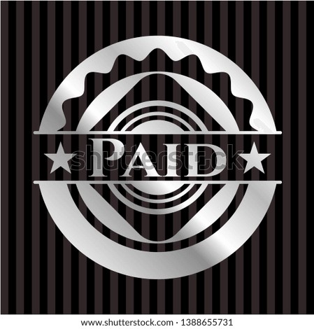 Paid silver emblem. Vector Illustration. Mosaic.