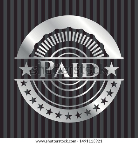 Paid silver emblem. Vector Illustration. Mosaic.