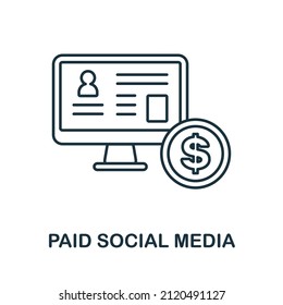 Paid Social Media Icon. Line Element From Social Media Marketing Collection. Linear Paid Social Media Icon Sign For Web Design, Infographics And More.