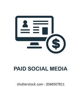 Paid Social Media Icon. Monochrome Sign From Social Media Marketing Collection. Creative Paid Social Media Icon Illustration For Web Design, Infographics And More