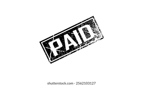 Paid stamp, black isolated silhouette