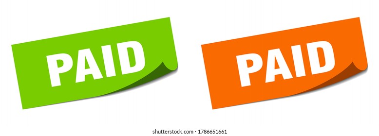 Paid Sticker Set. Paid Paper Peeler Sign