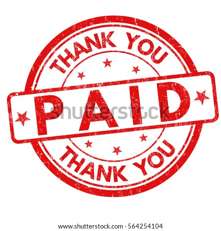 Paid and thank you grunge rubber stamp on white background, vector illustration