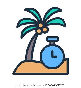 Paid Time Off Icon - Lineal Color Outline Icons For Human Resources Management