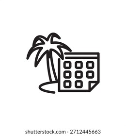 Icono de tiempo libre pagado que simboliza las vacaciones de los empleados, las bajas por enfermedad y el tiempo personal acumulado, que representa los beneficios de recursos humanos, el equilibrio entre la vida laboral y personal, el bienestar de los empleados y la administración del seguimiento del tiempo.