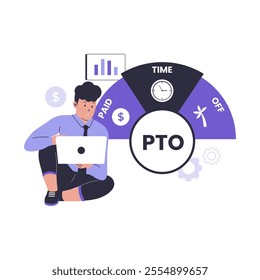 Paid time off Illustration concept. Illustrations for websites, landing pages, mobile apps, posters and banners. Trendy flat vector illustrations