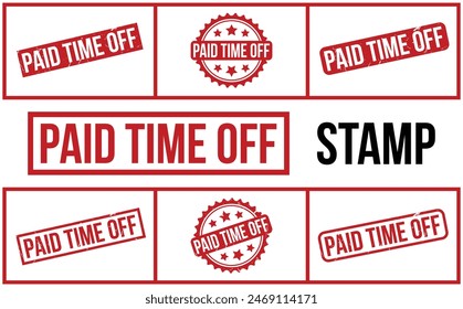 Paid Time Off Stamp. Red Paid Time Off Rubber grunge Stamp set