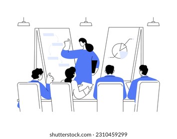 Ilustración vectorial de concepto abstracta de formación y desarrollo pagados. Empleados de cursos de formación profesional pagados, etiqueta empresarial, cultura corporativa, metáfora abstracta de las reglas de la empresa.