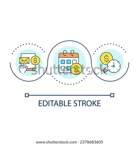 Paid usage period loop concept icon. Work schedule. Effective time management. Pay per hour abstract idea thin line illustration. Isolated outline drawing. Editable stroke. Arial font used