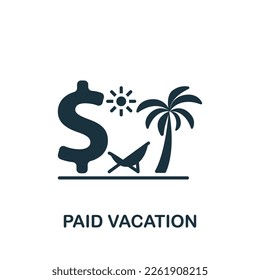 Paid vacation icon. Monochrome simple sign from employee benefits collection. Paid vacation icon for logo, templates, web design and infographics.