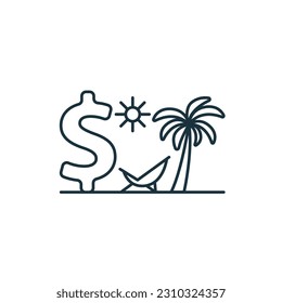 Paid vacation icon. Monochrome simple sign from employee benefits collection. Paid vacation icon for logo, templates, web design and infographics.