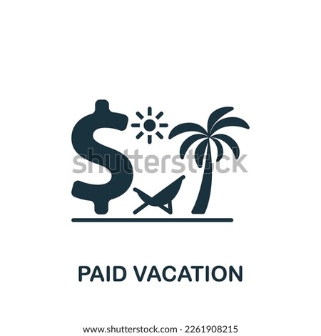 Paid vacation icon. Monochrome simple sign from employee benefits collection. Paid vacation icon for logo, templates, web design and infographics.