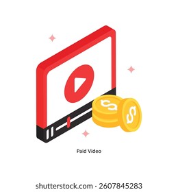 Paid Video Concept isometric Style Illustrations. Eps 10 File 