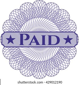 Paid written inside rosette
