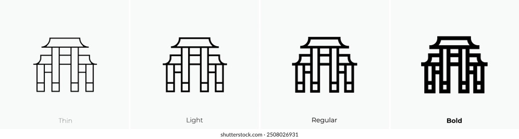 paifang icon. Thin, Light Regular And Bold style design isolated on white background