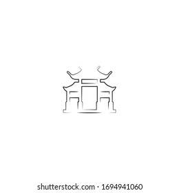 paifang logo icon design with simple line art