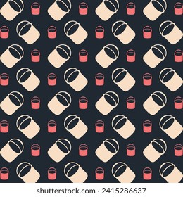Pail black background trendy repeating colorful pattern vector illustration