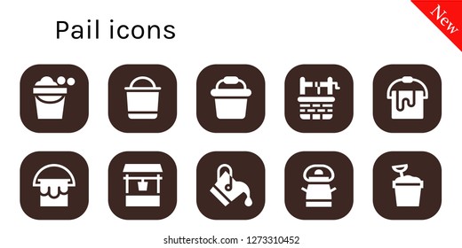  pail icon set. 10 filled pail icons. Simple modern icons about  - Bucket, Water well, Sand bucket