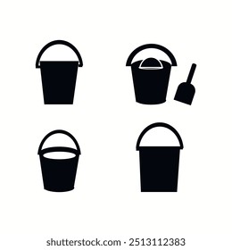 Pail icons set. set of 4 pail filled icons such as bucket Vector