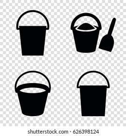 Pail icons set. set of 4 pail filled icons such as bucket