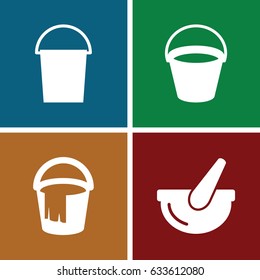 Pail icons set. set of 4 pail filled icons such as