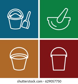Pail icons set. set of 4 pail outline icons such as bucket