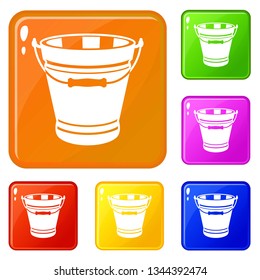 Pail icons set collection vector 6 color isolated on white background