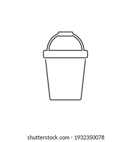 Pail Line Icon Logo Template Vector