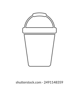 Pail Line Icon Logo Template Vector