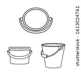 Pail of metallic vector outline icon set.Vector isolated illustration bucket for household.Icon set of pail.