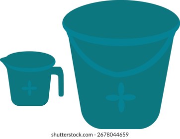 Pail and mug vector design on white background