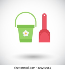 Pail and shovel icon. Flat vector related icon for web and mobile applications. It can be used as - logo, pictogram, icon, infographic element. Vector Illustration. 