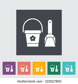 Pail and shovel icon. Flat vector related icon for web and mobile applications. It can be used as - logo, pictogram, icon, infographic element. Vector Illustration.