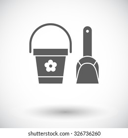 Pail and shovel icon. Flat vector related icon for web and mobile applications. It can be used as - logo, pictogram, icon, infographic element. Vector Illustration.