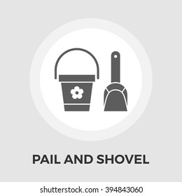 Pail and shovel icon vector. Flat icon isolated on the white background. Editable EPS file. Vector illustration.