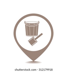 Pail and shovel toys vector icon