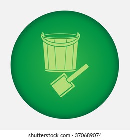 Pail and shovel toys vector icon